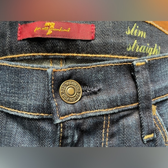 New Women's 7 For All Mankind Jeans Slim Straight Ankle leg In Blue SZ 24 - Picture 8 of 13
